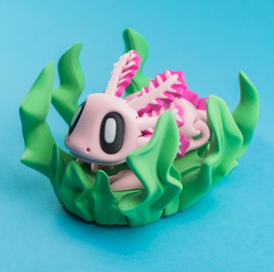 3D Printed Magnetic Axolotl Fidget Toy with Seaweed House
